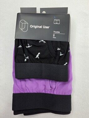 Original Use Men's 2-Pack Trunk Boxer Briefs Purple Black T-Rex NWT Large 4057